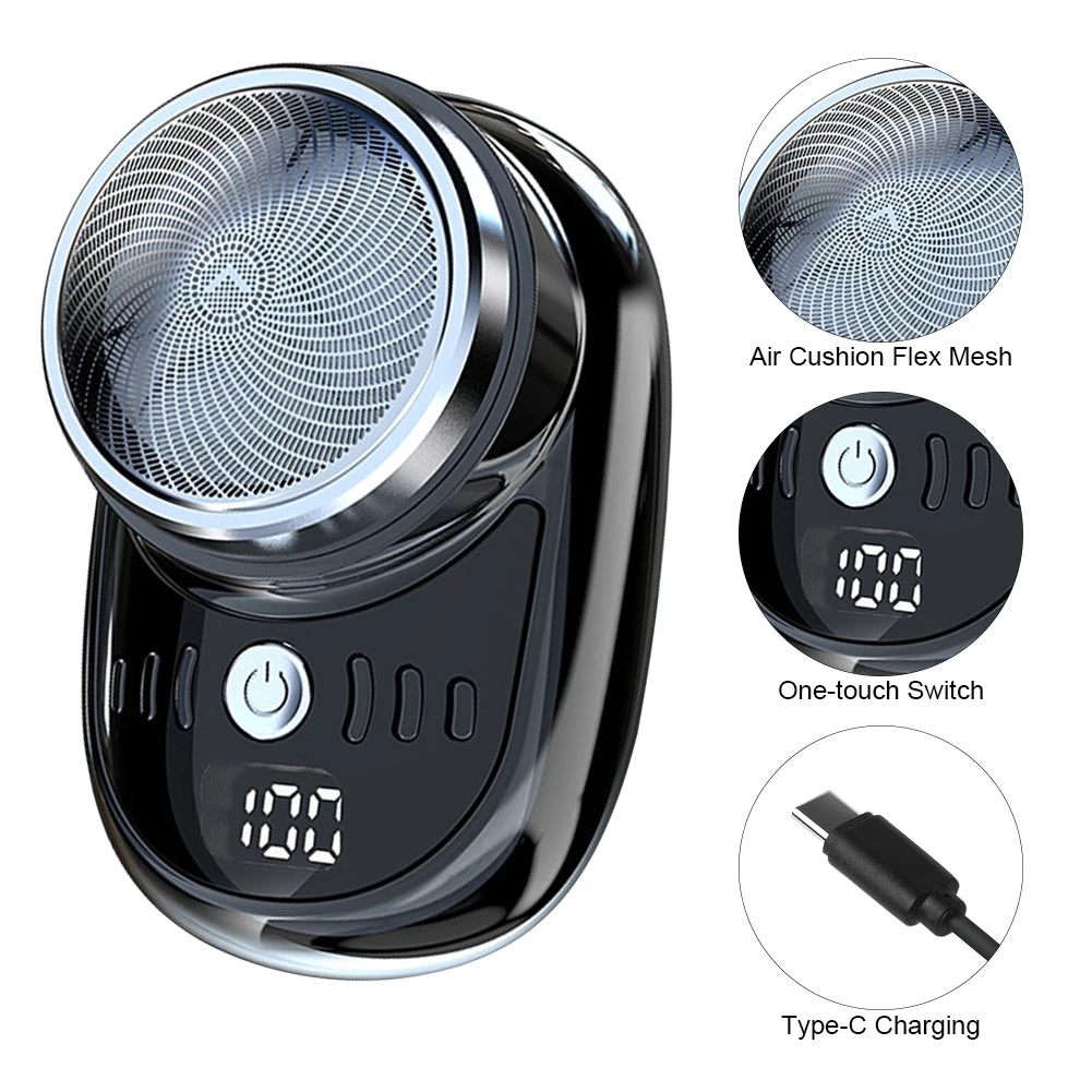 "Ultra-Compact Electric Travel Shaver for Men – Waterproof & Rechargeable"